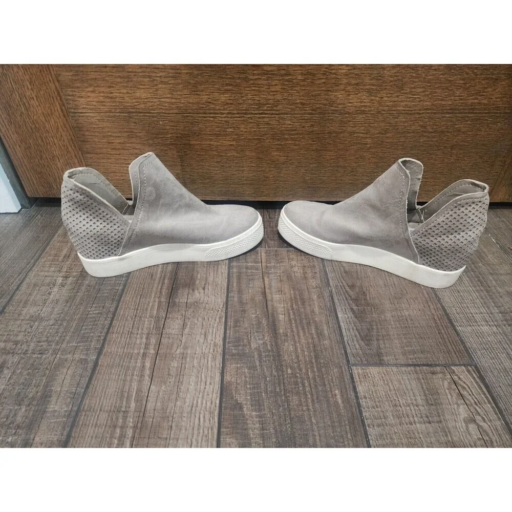 STEVE MADDEN Grey SUEDE  HIGH TOP WEDGE SLIP ON SNEAKERS WOMEN'S 5.5M